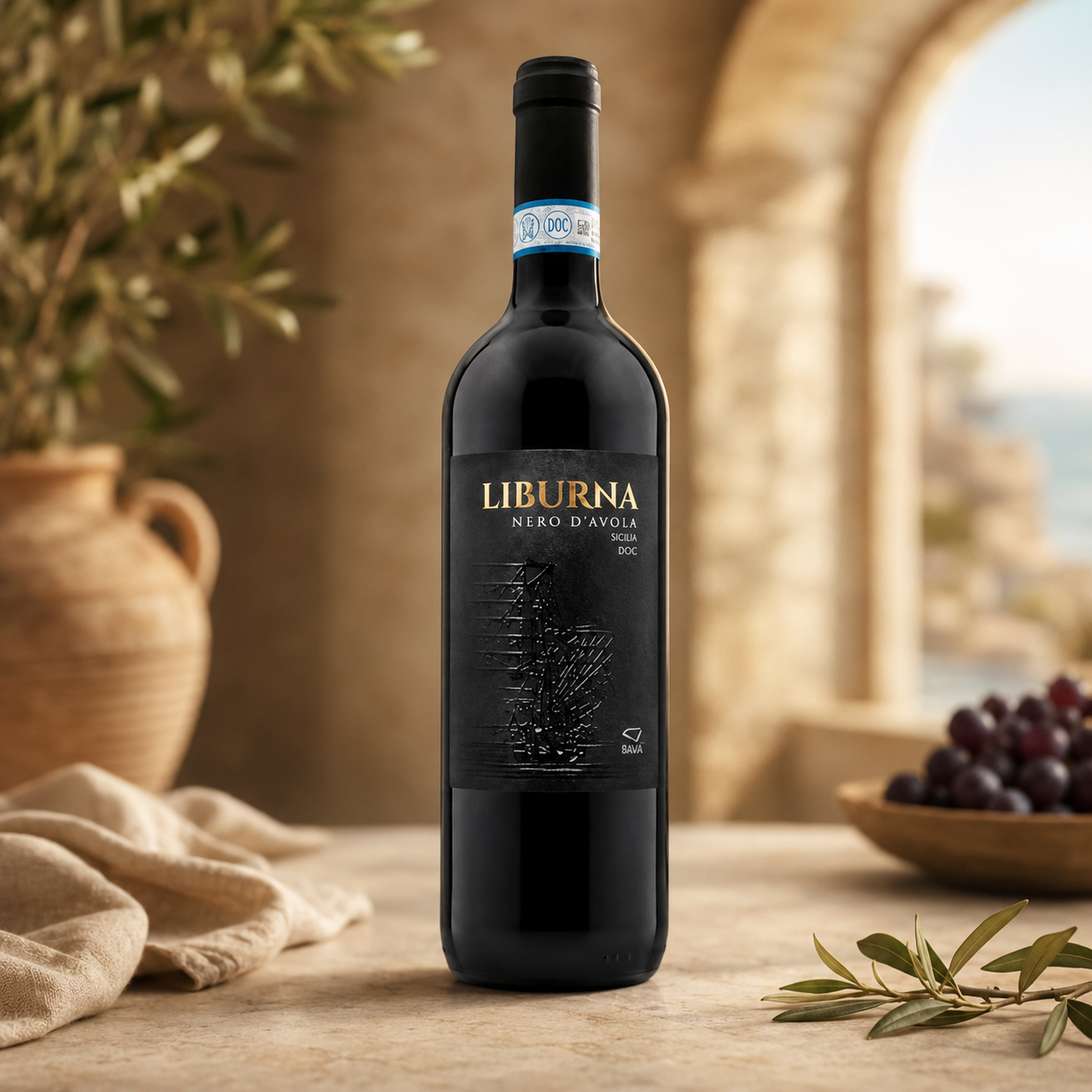 Garrafa de Liburna Nero d'Avola D.O.C.